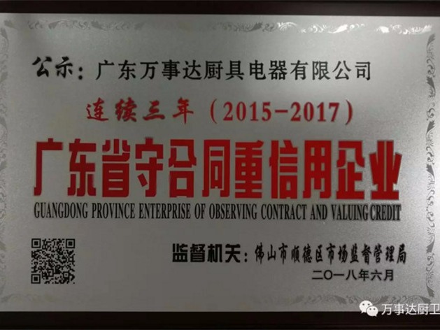 萬事達連續(xù)3年入選“廣東省守合同重信用企業(yè)”，彰顯高端品牌魅力